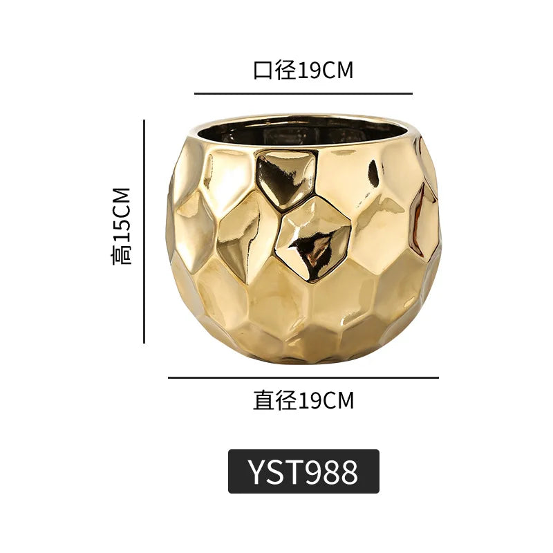 وعاء زهور سيراميكي نورديك قطعة واحدة - وعاء زهور هندسي للمكتب أو الشرفة أو طاولة القهوة 