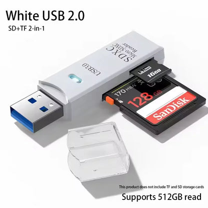 Multi-Functional 2-in-1 High-Speed USB 3.0/2.0 Card Reader – Supports TF & SD Cards for Computer, Tablet, Laptop & Car Use