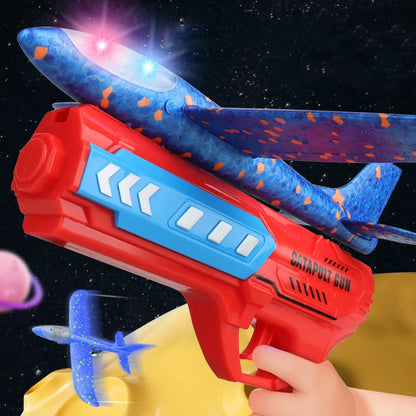 12.2" LED Foam Airplane Launcher Toy – Outdoor Flying Glider Catapult Gun for Kids Boys Birthday Gift