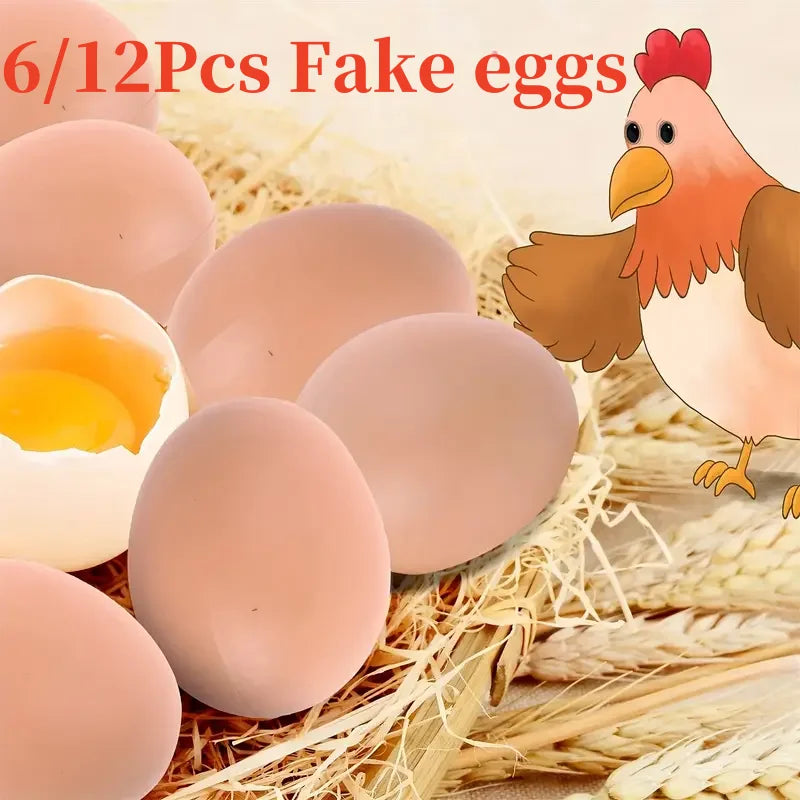 6/12PCS Plastic Fake Chicken Eggs – Hen Nesting Training Eggs for Coops & Cages