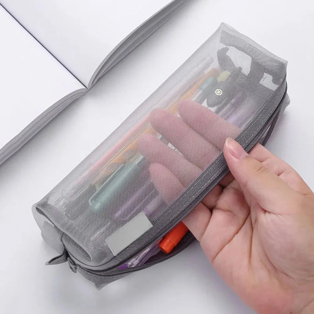 مقلمة شبكية - حافظة أقلام شفافة لتنظيم اللوازم المدرسية والمكتبية