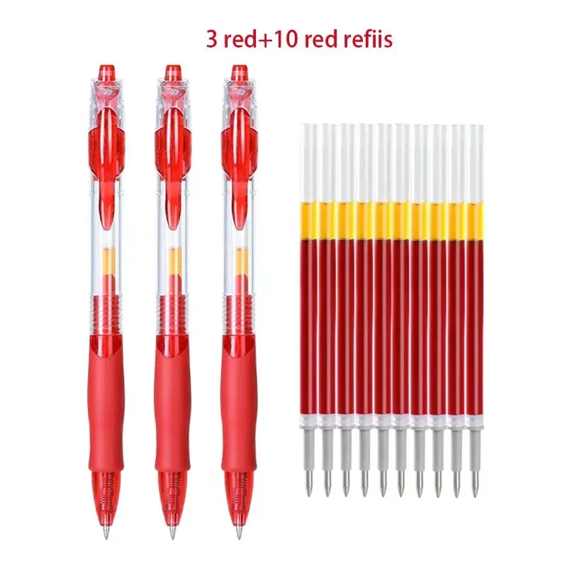 13/30pcs Retractable Gel Pens Set – Black, Red & Blue Ink Ballpoint Pens for School & Office Writing