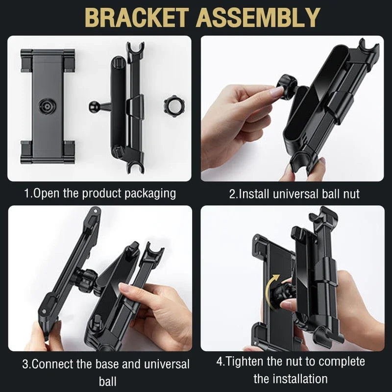 حامل تابلت للسيارة، قطعة واحدة، يُثبّت على مسند الرأس، مناسب للهواتف والأجهزة اللوحية من 4.7 إلى 12.9 بوصة. 