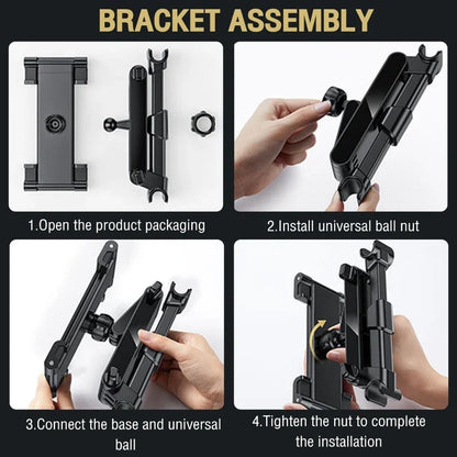 حامل تابلت للسيارة، قطعة واحدة، يُثبّت على مسند الرأس، مناسب للهواتف والأجهزة اللوحية من 4.7 إلى 12.9 بوصة. 
