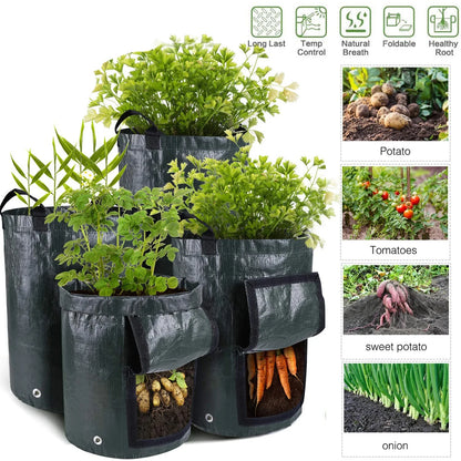 3/5/7/10 Gallon Garden Grow Bags – PE Vegetable Planter Containers for Potatoes, Carrots & Tomatoes