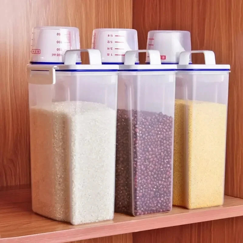Rice & Grain Storage Canister – With Measuring Cup Lid, Moisture-Proof & Insect-Proof Food Container