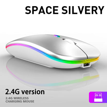Tablet Phone Computer Bluetooth Wireless Mouse Charging Luminous 2.4G USB Wireless Mouse Portable Mouse