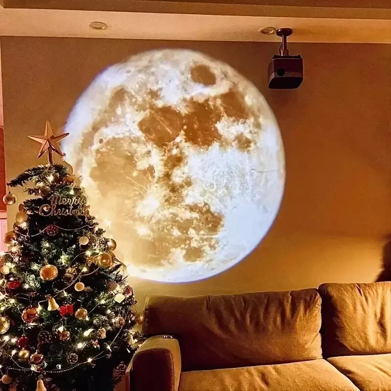 USB Moon & Earth Projection Light – Ceiling Atmosphere Lamp for Bedroom, Living Room & Night Sky Decor