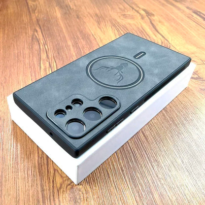 Vintage PU Leather MagSafe Case – Wireless Charging Compatible Cover for Samsung Galaxy S25 S24 S23 S22 S21 Ultra Plus FE Note 20