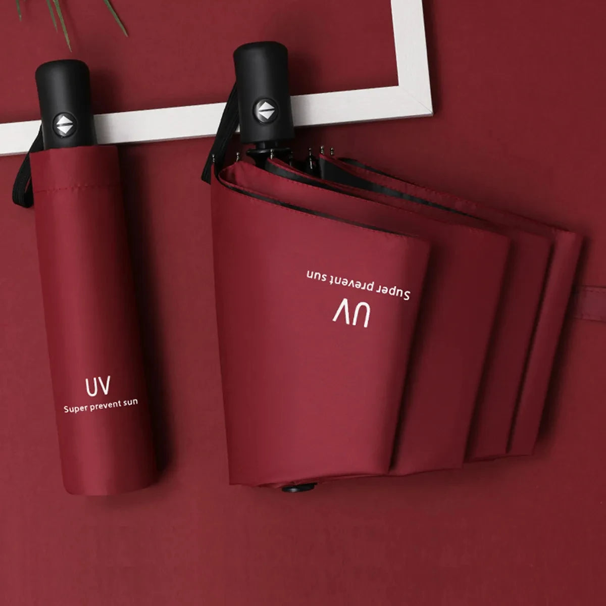 8-Rib Automatic Folding Umbrella – Windproof Compact Umbrella with UV Protection for Sun & Rain