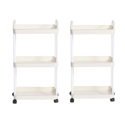 عربة تخزين متحركة متعددة الطبقات بثلاثة أرباع الرفوف - منظم متنقل للمطبخ والحمام وغرفة النوم بعجلات قابلة للقفل 