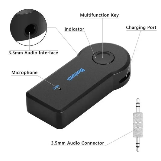VIKEFON Bluetooth Audio Receiver – Wireless AUX 3.5mm Jack Adapter for Car, Speakers & Headphones with Mic