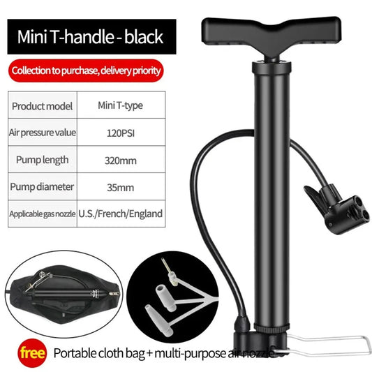 Mountain Bike Road Bike Pump – MAX 140PSI Portable Mini Bicycle Pump for Cycling & Sports