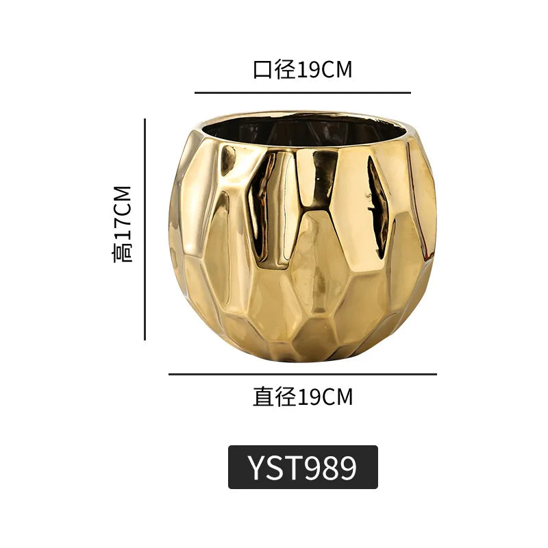 وعاء زهور سيراميكي نورديك قطعة واحدة - وعاء زهور هندسي للمكتب أو الشرفة أو طاولة القهوة 