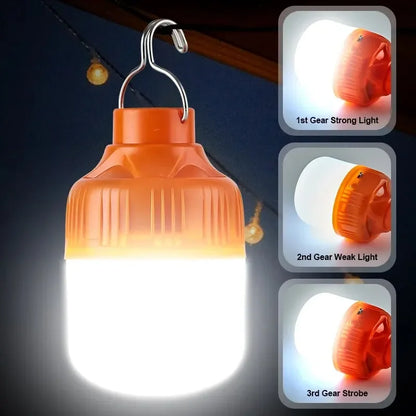 LED Lamp Bulbs Outdoor USB Rechargeable – High Brightness Emergency Light with Hook for Camping & Fishing