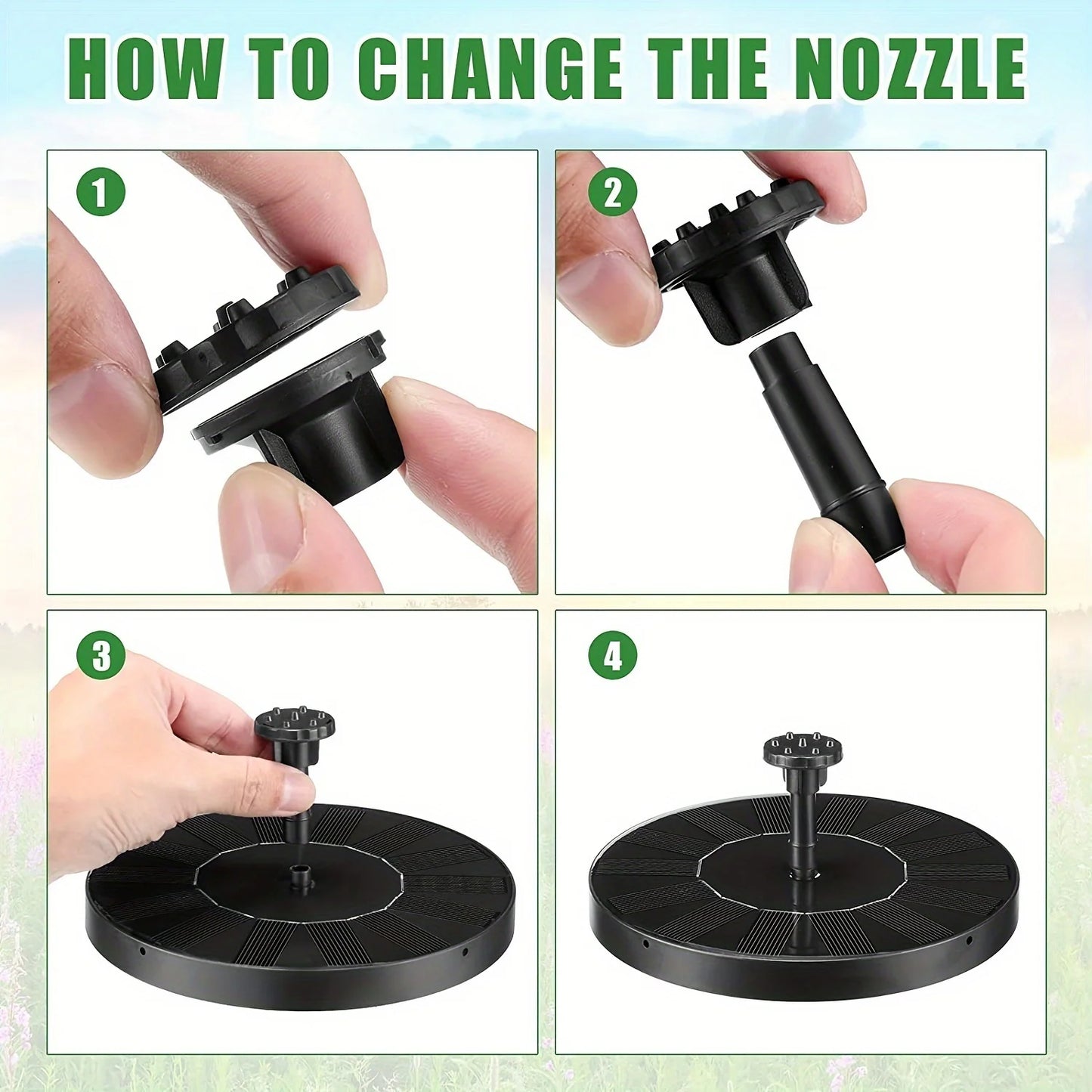 Outdoor Solar Floating Water Fountain For Bird Bath Fish Tank 7V/1W Garden Fountain Submersible Pump Garden Decoration