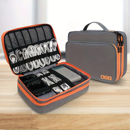 Multi-Layer Cable Storage Bag – Portable Electronic Accessories Organizer Case for iPad Cable & Charger, XL Size 30x23x10cm