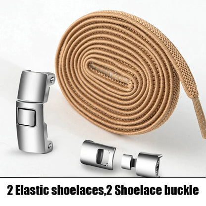 أربطة أحذية مرنة بإبزيم متقاطع بدون عقدة – أربطة أحذية مسطحة بدون عقدة للأطفال والكبار بتصميم متشابك