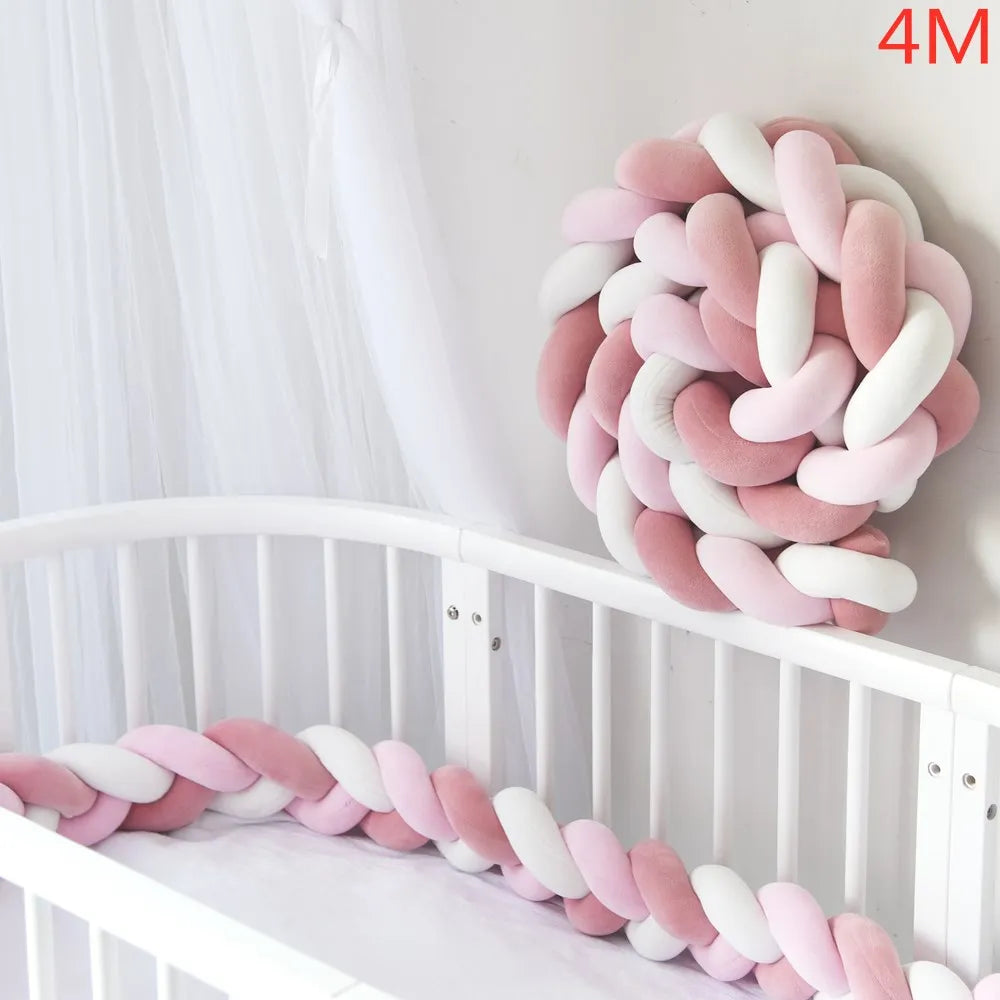 واقي سرير الأطفال المضفر - واقي سرير ناعم معقود لحماية مهد الطفل (1-4 أشهر)