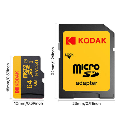 KODAK Micro SD Memory Card 512GB 256GB UP TO 90MB/s Class10 U3 32GB 64GB 128GB TF Card 4K HD For USB Card Reader Adapter Microsd