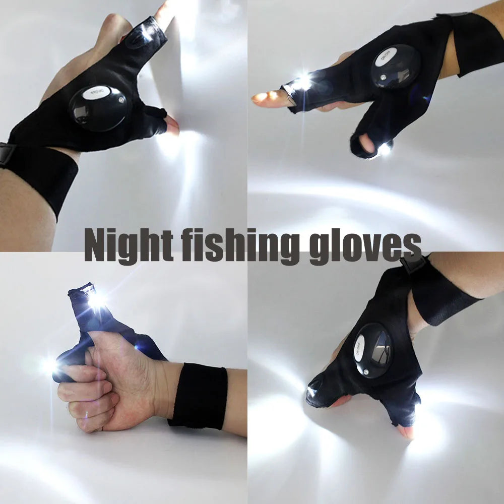 LED Light Gloves for Fishing & Outdoor Use – Fingerless Gloves with Built-in Flashlight