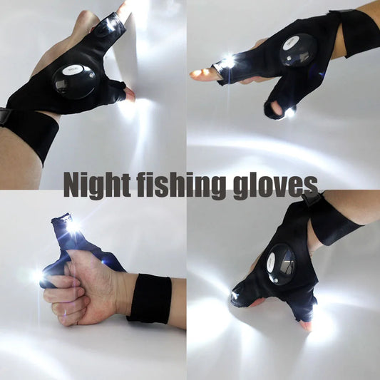 LED Light Gloves for Fishing & Outdoor Use – Fingerless Gloves with Built-in Flashlight