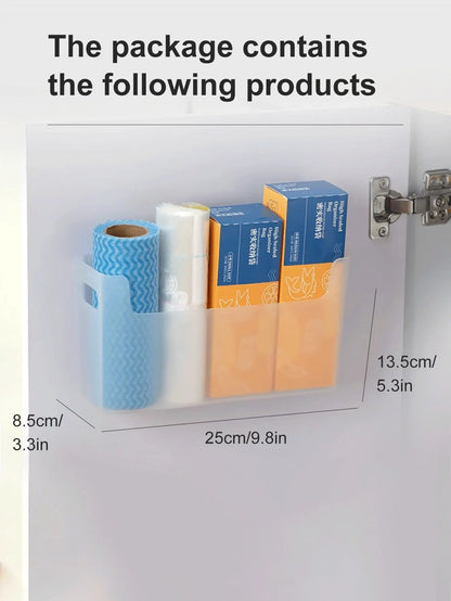 WORTHBUY Multifunctional Plastic Kitchen Storage Box – Punch-Free Wall-Mounted Cabinet Organizer for Kitchen Accessories