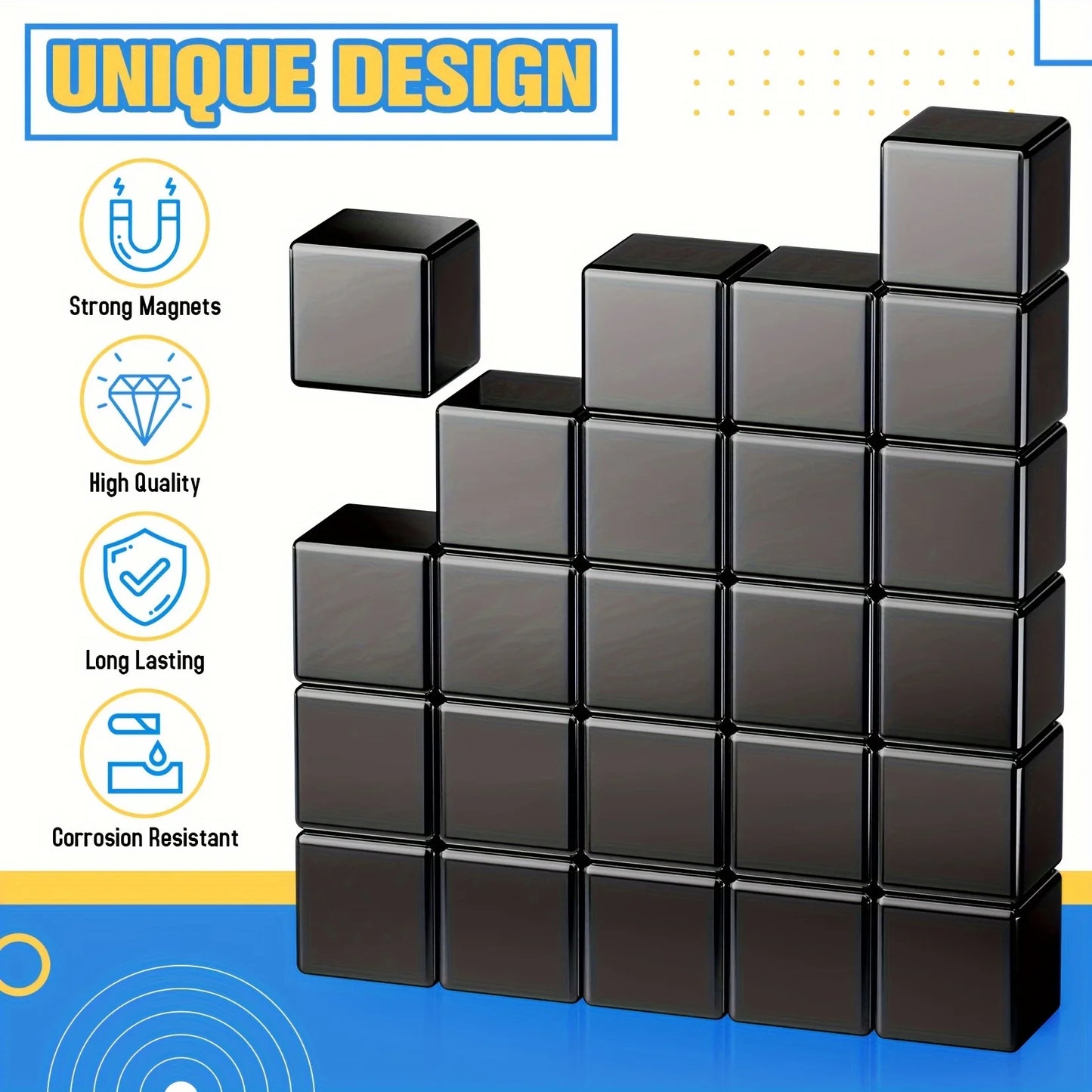 Square Magnets with Great Pull Force – Ideal for Fridge, Garage, Kitchen, Science Projects, Craft, Office & Easter Decor