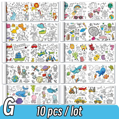 90cm Animal Canvas Children's Drawing Roll DIY Coloring Paper Roll Color Filling Graffiti Paper-cut Painting Educational School