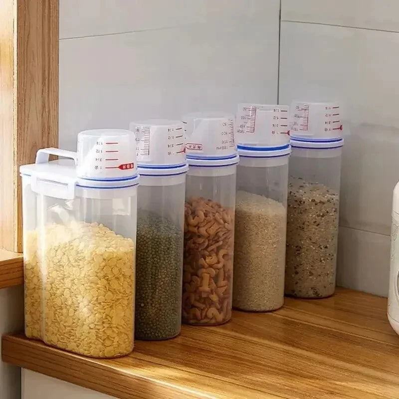 Rice & Grain Storage Canister – With Measuring Cup Lid, Moisture-Proof & Insect-Proof Food Container