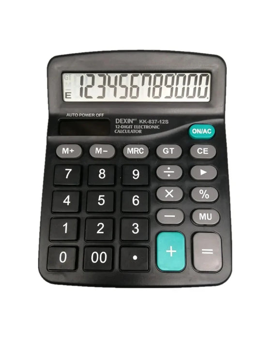 12-Digit Large LCD Display Calculator – Standard Function Solar & Battery Dual Power Desktop Calculator for Home & Office