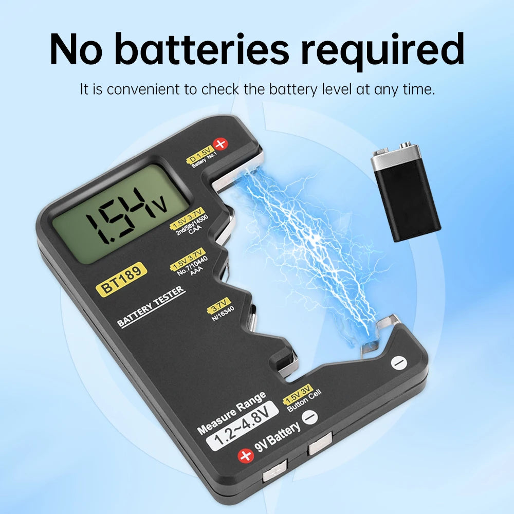 ANENG BT189 Battery Tester 9V AAAAA Button Cell Universal Household LCD Digital Display Battery Tester Power Bank Detector