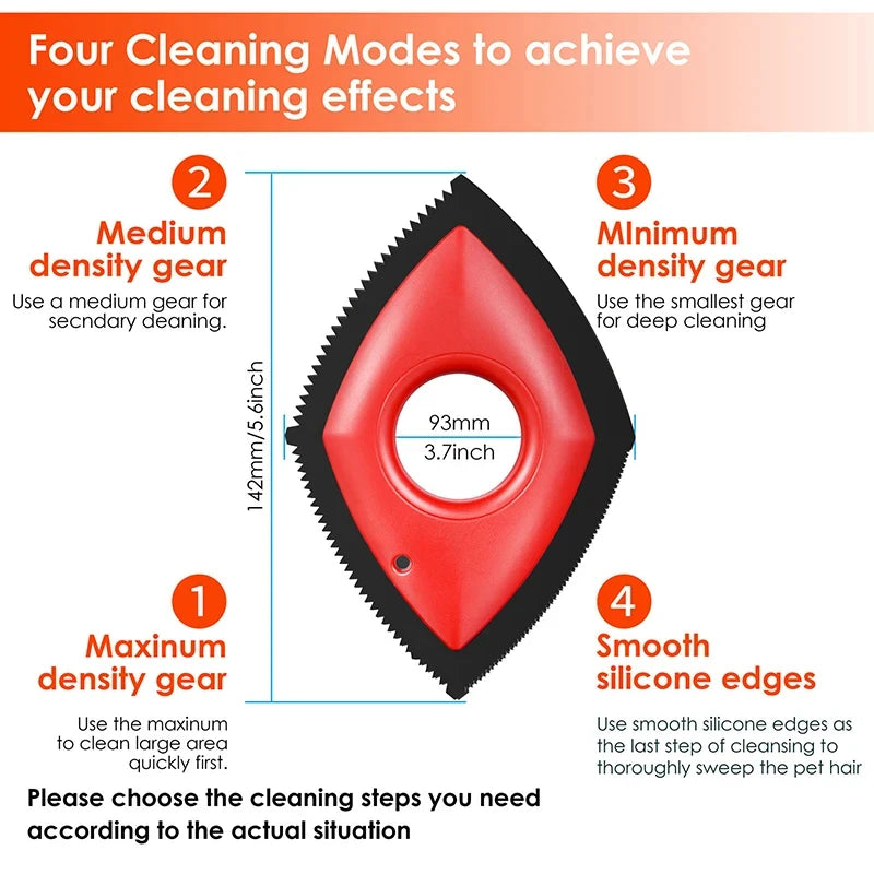 4 Modes Pet Hair Remover Comb Brush – Reusable Dog & Cat Hair Cleaning Tool for Carpets, Sofas & Car Seats