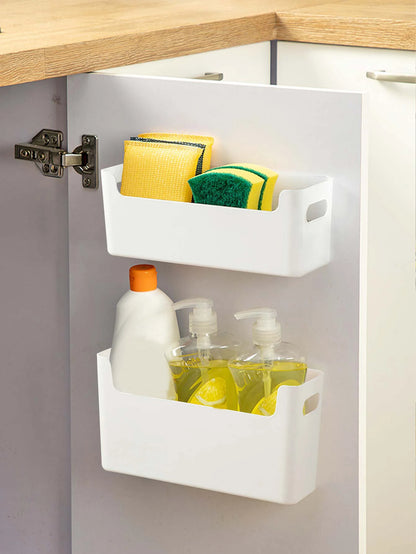 WORTHBUY Multifunctional Plastic Kitchen Storage Box – Punch-Free Wall-Mounted Cabinet Organizer for Kitchen Accessories