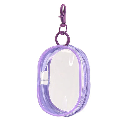 Portable Mini Clear Zipper Storage Bag With Keychain Makeup Brush Travel Cosmetics Organizer Case Cute Pvc Dustproof Bags Tool