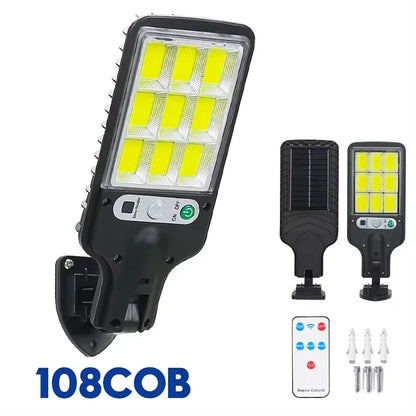 مصباح شمسي بقوة 15000 لومن مزود بمستشعر حركة - مصباح شمسي خارجي مقاوم للماء بمعيار IP65 للحدائق والشوارع والجدران 