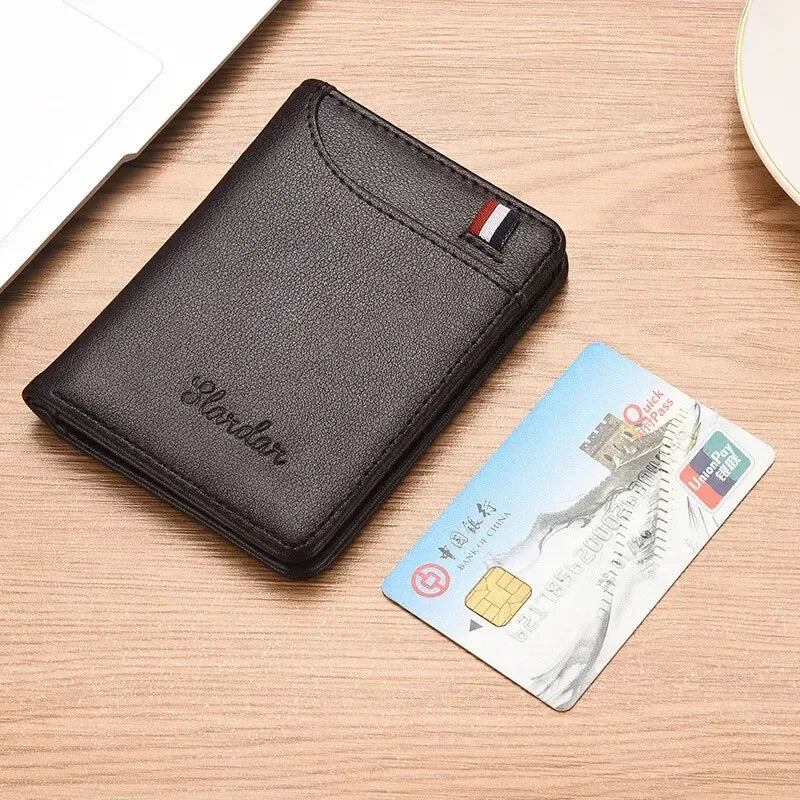 Men’s Vertical Multi-Card Wallet – Compact Driver’s License and Student Card Holder