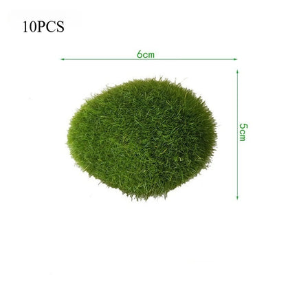 10 قطع من أحجار الطحالب الاصطناعية - كرات طحالب خضراء مزخرفة للمنزل والحديقة وتنسيقات الزهور 