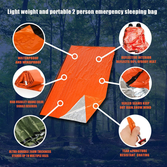 Waterproof Emergency Survival Sleeping Bag – Thermal Mylar Sack for Outdoor Camping & First Aid