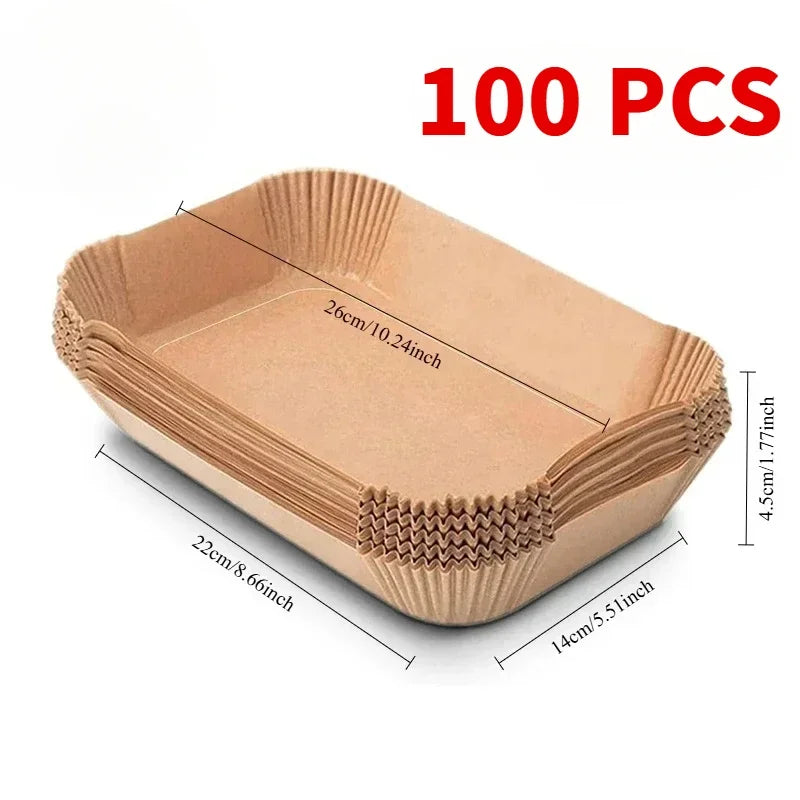 Extra Large Rectangular Paper Air Fryer Liners - Non-Stick, Easy Clean, Space Saving, Oven Safe, Disposable Paper Baskets And Bo