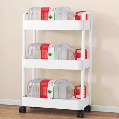 Multi-Layer Utility Rolling Cart with Lockable Wheels – Small Floor-to-Floor Storage Rack for Kitchen, Bathroom & Bedroom