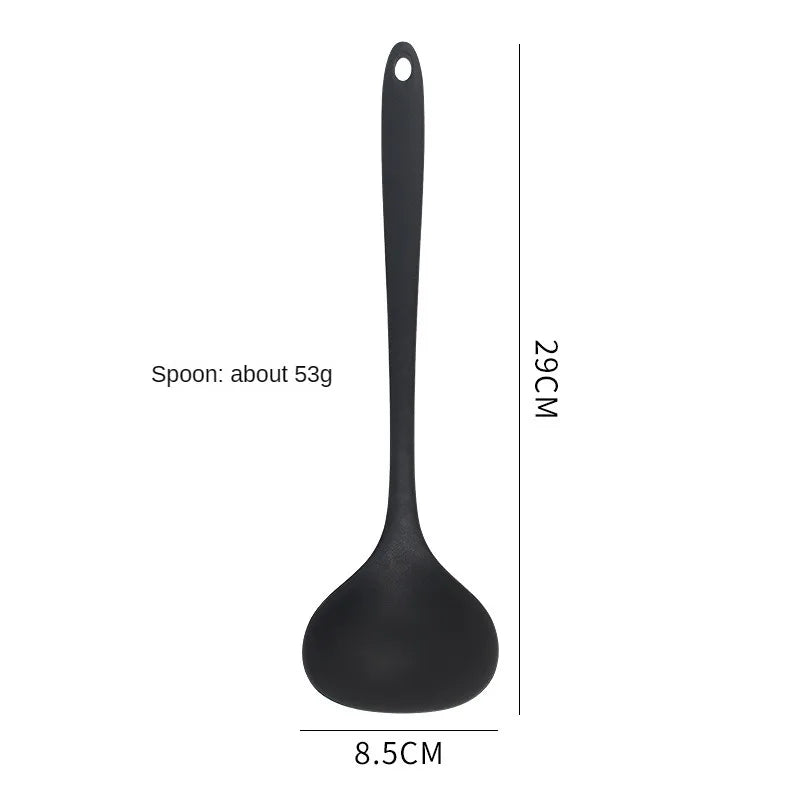 8ps Household black Silicone kitchenware 8-piece set of Chinese spaghetti spoon salad spaghetti spaghetti spaghetti，Rice spoon，