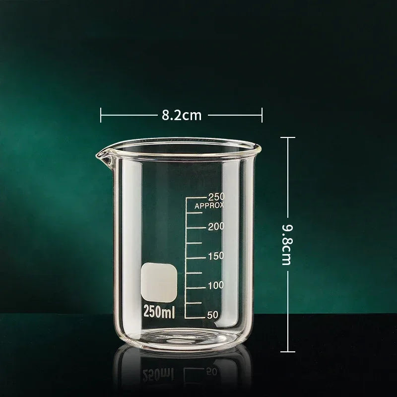 High Borosilicate Glass Measuring Cup – Clear Beaker with Scale for Kitchen Baking or Lab Use (50ml–1000ml)
