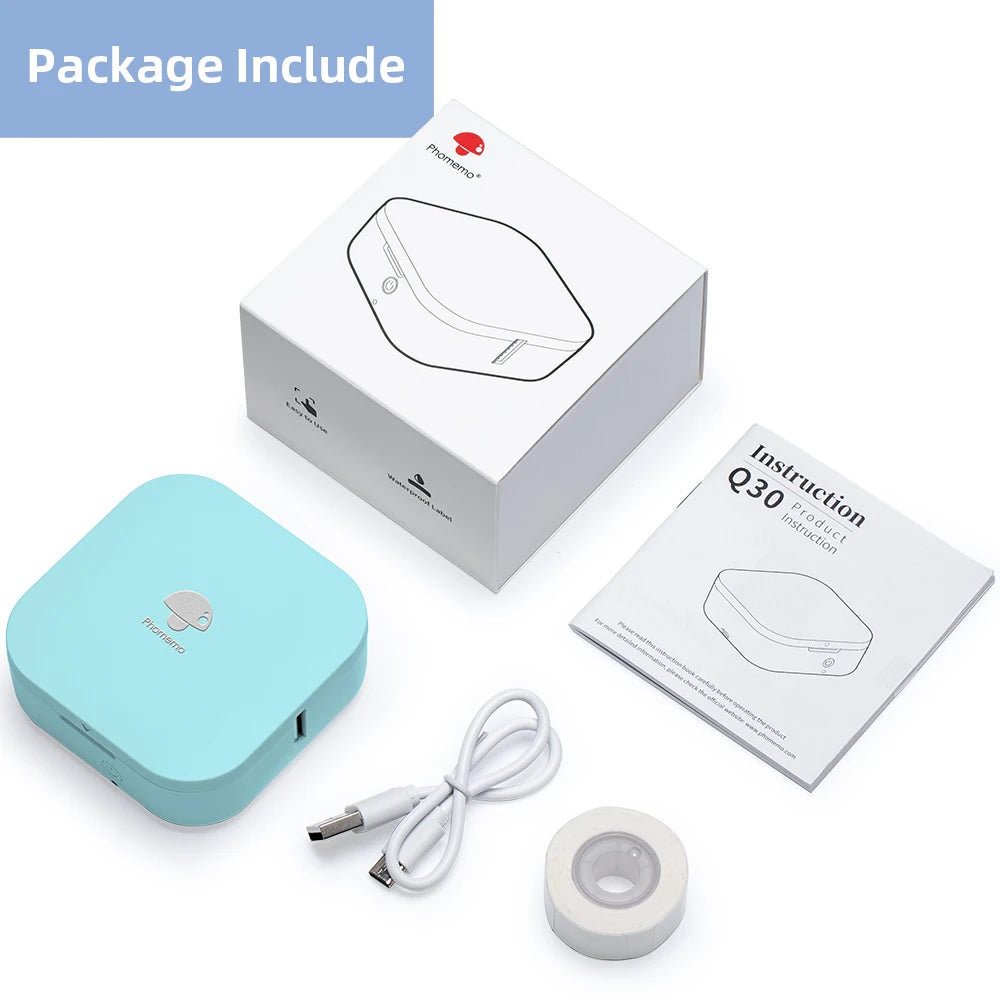 Phomemo Q30 Mini Label Printer – Wireless Bluetooth Thermal Pocket Label Maker for iOS & Android