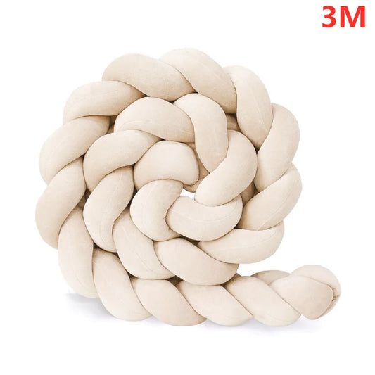 Braided Baby Bed Bumper – Soft Knot Crib Bumper for Infant Cradle Protection (1M–4M)