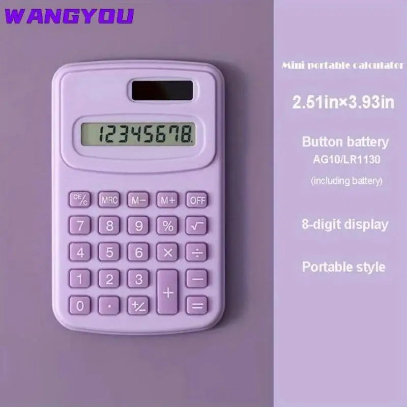 Small Solar Calculator Portable 8-Digit LCD Electronic Calculator – Cute Home & School Calculator for Kids and Primary Students