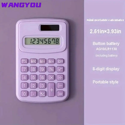 Small Solar Calculator Portable 8-Digit LCD Electronic Calculator – Cute Home & School Calculator for Kids and Primary Students