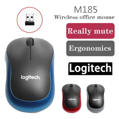 Logitech M185 Wireless Mouse 2.4GHz USB Receiver – 1000DPI Silent Optical Mouse for Windows, Mac, and Chrome OS