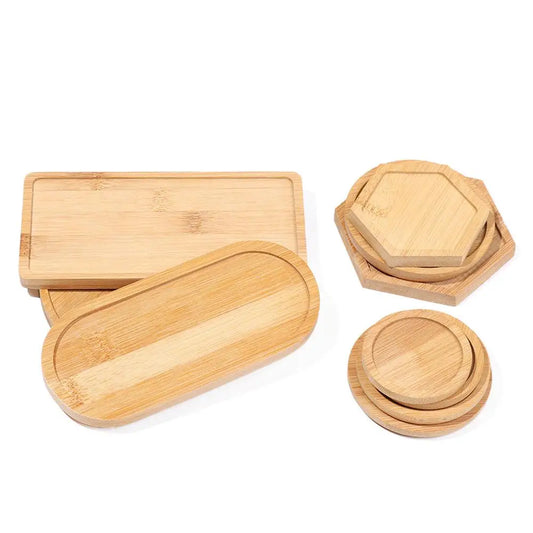 Bamboo Tray Saucer – Natural Wooden Coaster for Flower Pots, Cups & Kitchen Decor