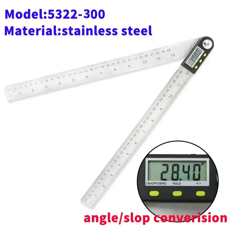Shahe 0-200/300mm Digital Protractor Angle Ruler – Electronic Goniometer Measuring Tool